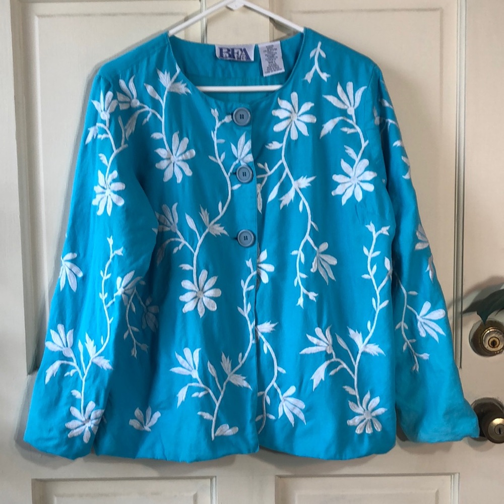 Vtg BFA Linen Mix Floral Jacket